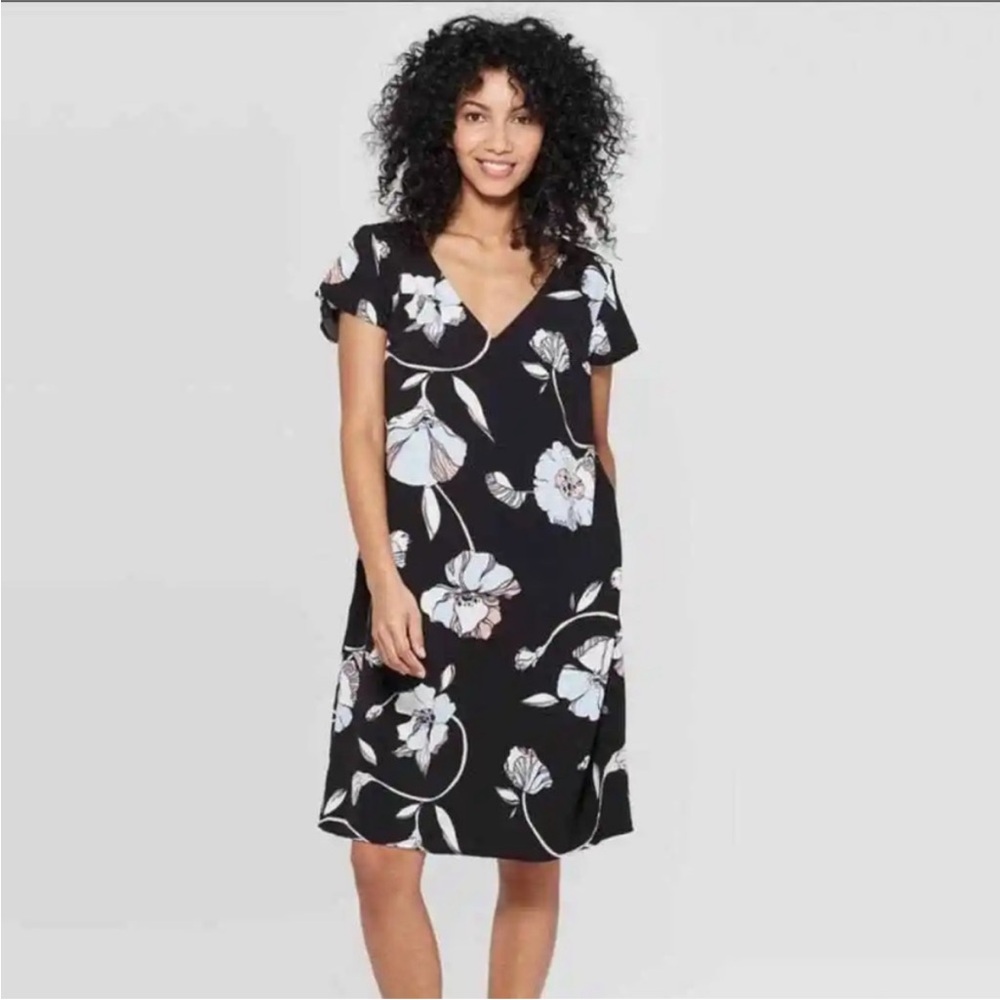 A New Day Target Floral Black Midi Dress